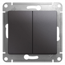 Выключатель проходной 2 клавишный графит Glossa