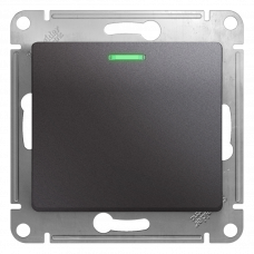 Выключатель проходной 1 клавишный с подсветкой графит Glossa 