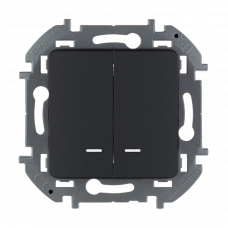 Выключатель с подсветкой 2 клавишный 673633 антрацит Inspiria