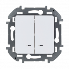 Выключатель с подсветкой 2 клавишный 673630 белый Inspiria