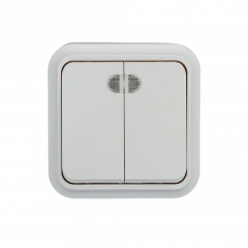 Выключатель с подсветкой 2 клавишный белый Selena