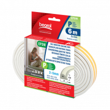 Уплотнитель самоклеющийся P 9x6мм 6м белый