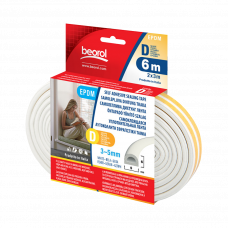 Уплотнитель самоклеющийся белый D 9x6мм 6м