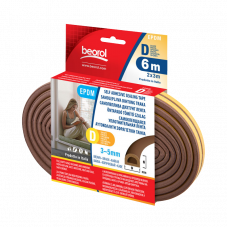 Уплотнитель самоклеющийся коричневый D 9x6мм 6м