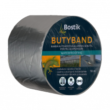 Лента герметизирующая самоклеящаяся 0.8мм 5см 10м BUTYBAND GRAPHITE BOSTIK