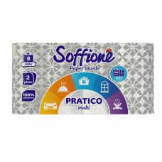 Полотенца бумажные Soffione Pratico двухслойные 8 рулонов 