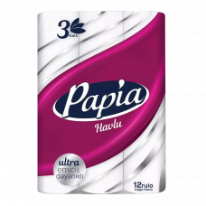 Полотенца бумажные Papia трехслойные 12рулонов