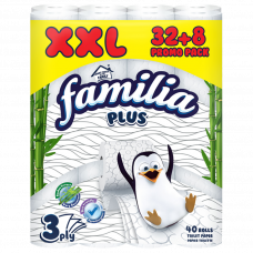Туалетная бумага Familia Bambu трехслойная 32+8 рулона