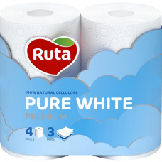Туалетная бумага Ruta Pure White трехслойная 4 рулона