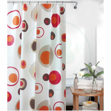 Штора для ванны PEVA с кольцами 180х200см белый с оранжевыми кругами 