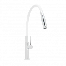 Смеситель для мойки с гибким изливом белый/хром SATBSD290B2F