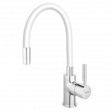 Смеситель для мойки с гибким изливом BFS4WSS хром/белый FITNESS INOX