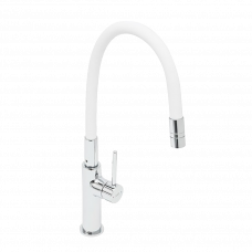 Смеситель для мойки с гибким изливом белый/хром SATBSD290B
