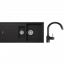 Мойка 100x50см D-150 SCHOCK + смеситель PLUTOS ONYX черный