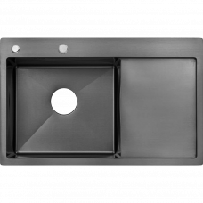 Мойка нержавеющая сталь черный 780х490х0.8мм ZH 7849L-HK  (nano-black) Zerix левосторонняя