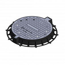 Крышка чугунная канализационная 600x785мм вентиляция D400 H100мм Vodaland