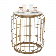 Стол кофейный Камелия дерево мрамор 47x40см