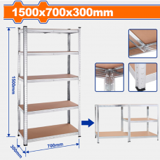 Стеллаж металлический 300х700х1500мм 5 полок Wadfow WTS1A73