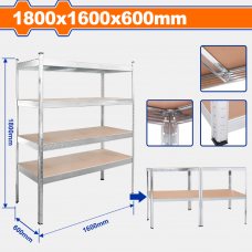 Стеллаж металлический 600х1600х1800мм 4 полки Wadfow WTS1A16