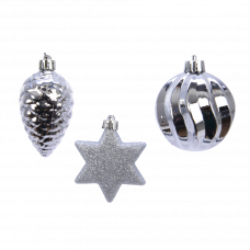 Украшения елочные серебристые 6см 