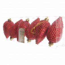 Украшения елочные Конус красный 4.5см 6шт