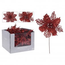 Украшения елочные Цветок 21см красный