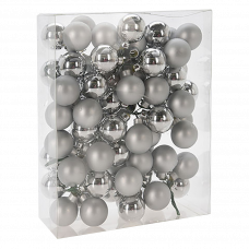 Украшения елочные Шары стеклянные на ветке 30мм 6шт. серебристый