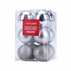 Украшения елочные Шары 60мм 12шт. серебристый
