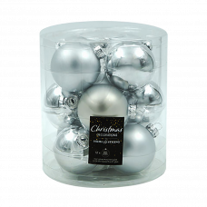 Украшения елочные Шары стеклянные 60мм 12шт. серебристый