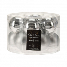 Украшения елочные Шары стеклянные 50мм 12шт. серебристый