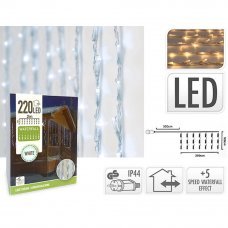 Гирлянда каскад 220Led 200х100см белый 5реж.