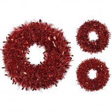 Coroana decorativa de Craciun din beteala 30cm rosu