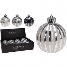 Decoratiuni pentru brad Glob Meridiane 10cm argintiu plastic