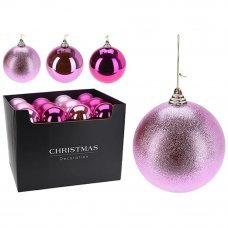 Decoratiuni pentru brad Glob Magenta 12cm plastic