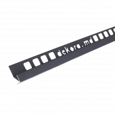 Внешний уголок для плитки алюминиевый 10мм 2.5м черный матовый 