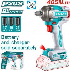 Гайковерт ударный без аккумулятора 20,0В 555Нм Total Brushless TIWLI20451