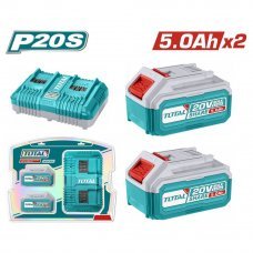 Набор 2 аккумулятора 20.0В 5.0Aч с зарядным устройством Total TFBCPK2425