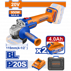 Машина шлифовальная угловая с аккумулятором 115мм 20,0В 4,0Aч Brushless Wadfow WLAP5322