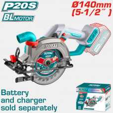 Пила циркулярная без аккумулятора 140мм 20.0В Brushless Total TSLI1402