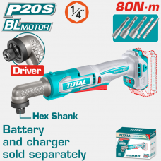 Винтоверт угловой ударная без аккумулятора 20В 80Нм Brushless Total TAIRLI2081