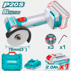 Машина шлифовальная угловая с аккумулятором 76мм 20.0В 2.0Aч Brushless Total TAGLI207625