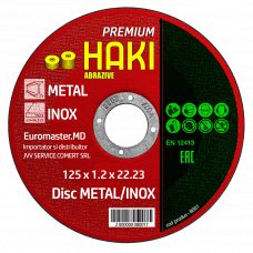 Диск отрезной по металлу/нержавеющей стали 125x1.2x22.23мм Haki