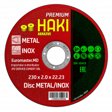Диск отрезной по металлу/нержавеющей стали 230x2x22.23мм Haki