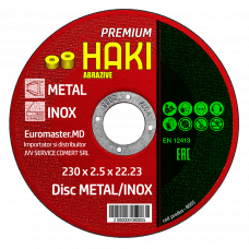 Диск отрезной по металлу/нержавеющей стали 230x2.5x22.23мм Haki