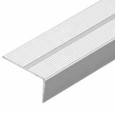 Рифленый широкий лестничный профиль LSSR cеребряный 2000х40х20мм
