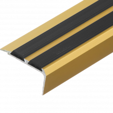Широкий лестничный профиль с резиной LSS ZG золотой 2000х35х12мм