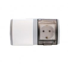 Выключатель 1 клавишный+Розетка с заземлением Octans 154-020001-180