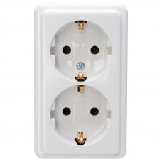 Розетка двойная с заземлением PT белая 
