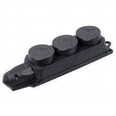 Колодка удлинителя 3 розетки с заземлением/крышкой Omega 