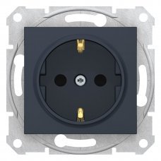 Розетка с заземлением графит Sedna